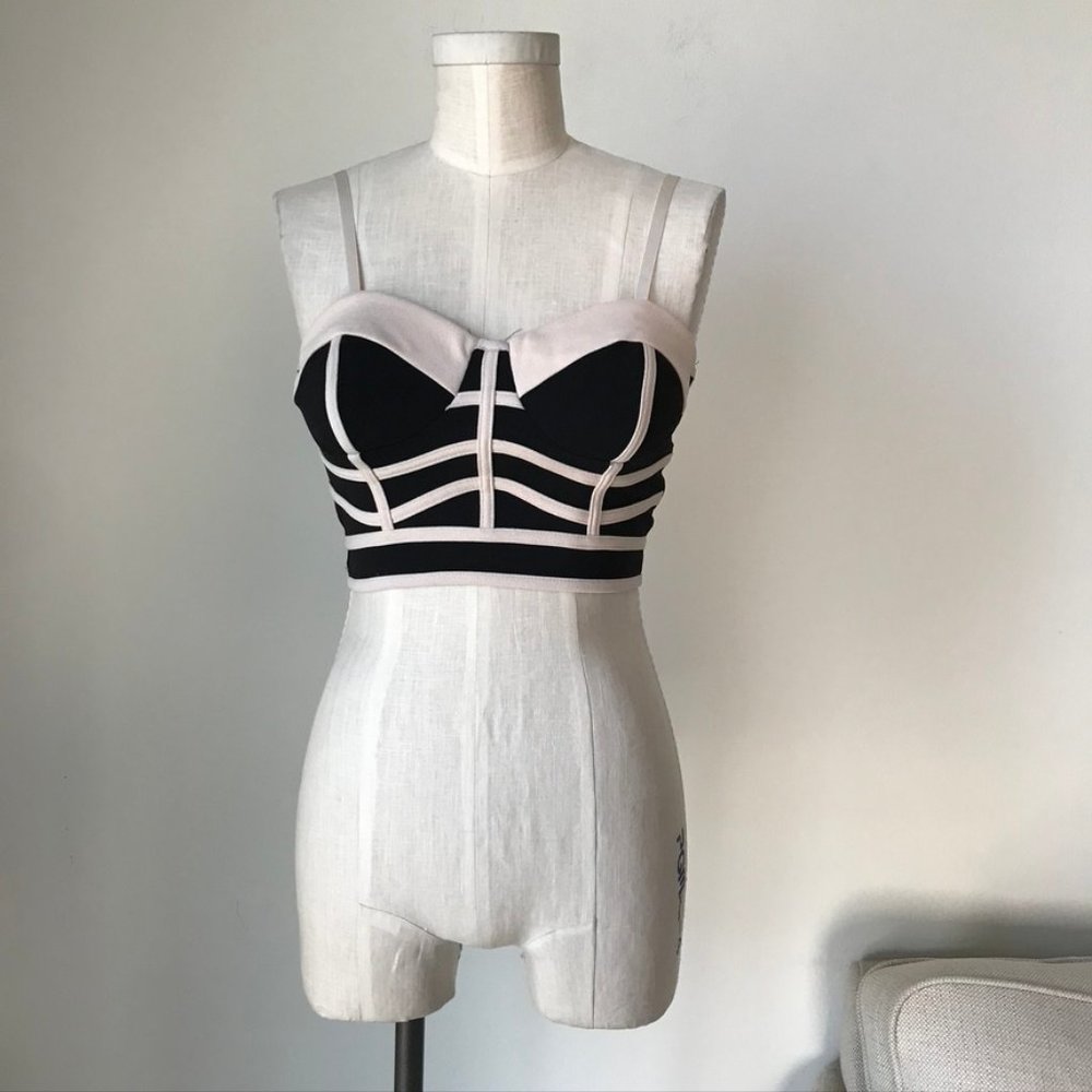Entry Beige & Black Bandeau Top